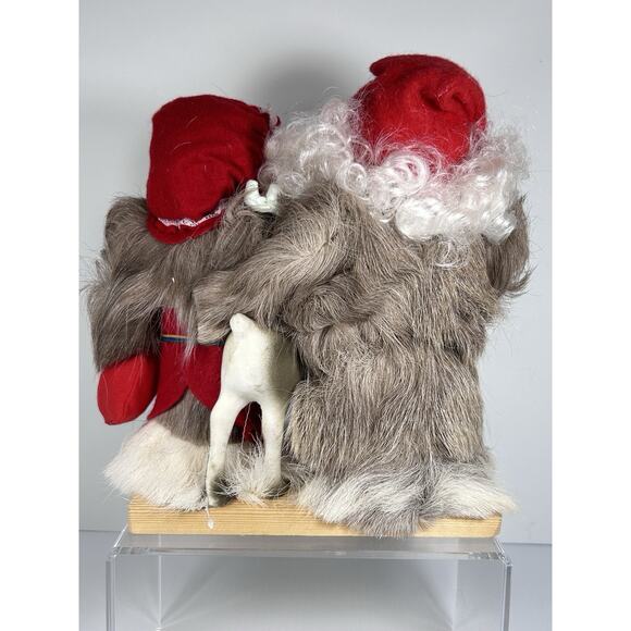 Vtg Santa & Mrs Claus FINLAND Erkki Juopperi Reindeer Christmas Real Fur Arctic - Picture 5 of 8